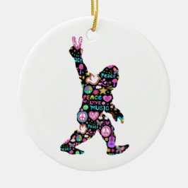 Ornamento De Cerâmica Peace Love Bigfoot Hippie Funny Bigfoot Lover   