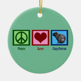 Ornamento De Cerâmica Peace Love Capybaras