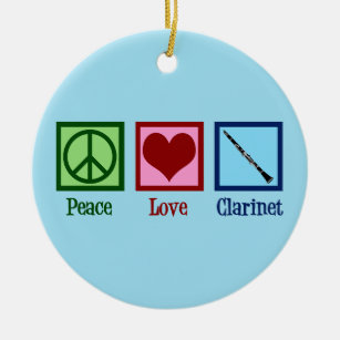 Ornamento De Cerâmica Peace Love Clarinets