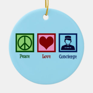 Ornamento De Cerâmica Peace Love Concierge