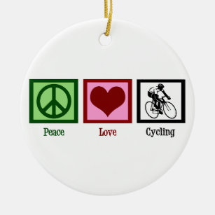 Ornamento De Cerâmica Peace Love Cycling