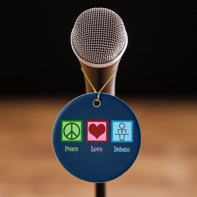 Ornamento De Cerâmica Peace Love Debate Team (Criador carregado)