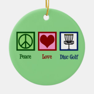 Ornamento De Cerâmica Peace Love Disk Golf