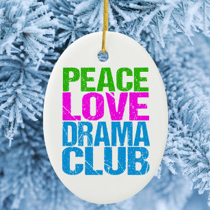 Ornamento De Cerâmica Peace Love Drama Club Cute Theater Group