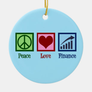 Ornamento De Cerâmica Peace Love Finance