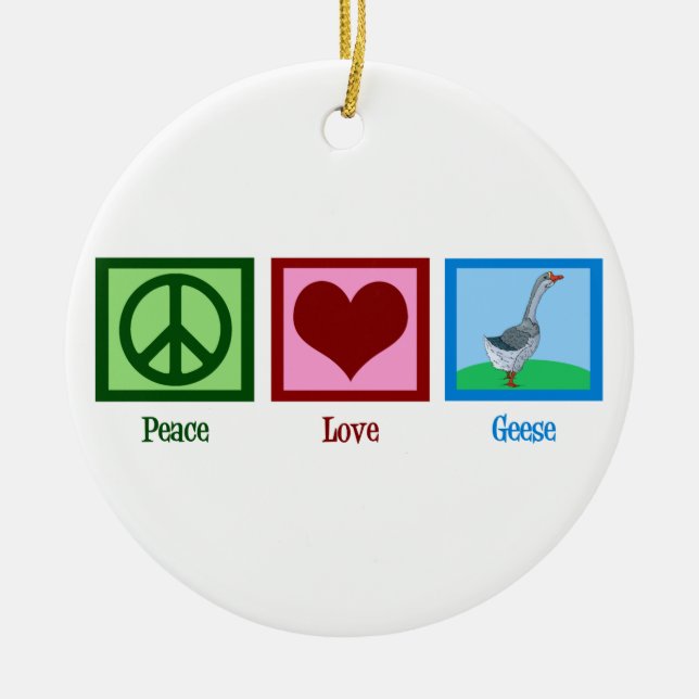 Ornamento De Cerâmica Peace Love Geese (Frente)
