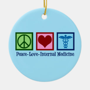 Ornamento De Cerâmica Peace Love Internal Medicine