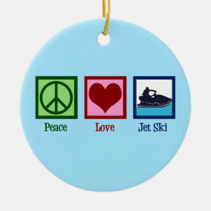 Ornamento De Cerâmica Peace Love Jet Ski