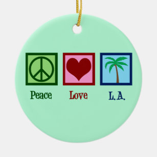 Ornamento De Cerâmica Peace Love L.A. Los Angeles