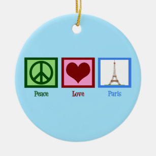 Ornamento De Cerâmica Peace Love Paris