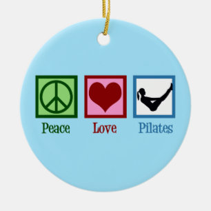 Ornamento De Cerâmica Peace Love Pilates Instrutor Boat Pose Christmas