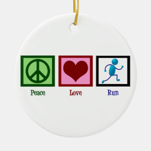 Ornamento De Cerâmica Peace Love Run