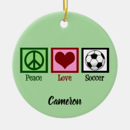 Ornamento De Cerâmica Peace Love Soccer Custom Christmas