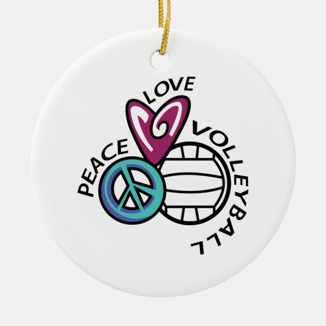 Ornamento De Cerâmica Peace Love Voleibol (Frente)