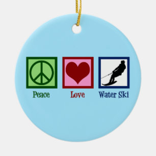 Ornamento De Cerâmica Peace Love Waterski Company Water Ski