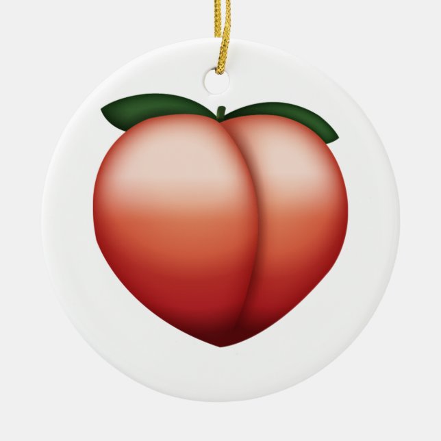 Ornamento De Cerâmica Peach - Emoji (Frente)