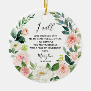 Ornamento De Cerâmica Peach Floral Personalizada Mãe do Chão