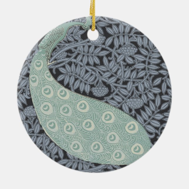 Ornamento De Cerâmica Peacock Art Nouveau Bird Classic (Traseira)