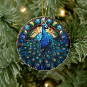 Ornamento De Cerâmica Peacock Bird Cerâmica Decor Vidro escondido