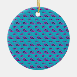 Ornamento De Cerâmica Peacock e Magenta Paisley Pattern