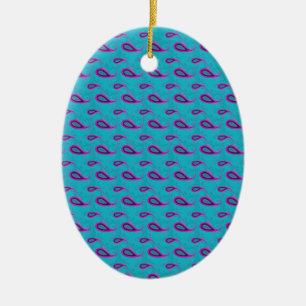 Ornamento De Cerâmica Peacock e Magenta Paisley Pattern