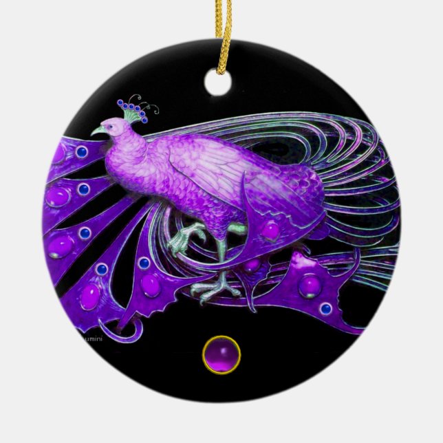 ORNAMENTO DE CERÂMICA PEACOCK ELEGANTE NO AMETISTTA PURPÊS (Frente)