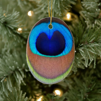 Ornamento De Cerâmica Peacock Feather Eyespot Colorida