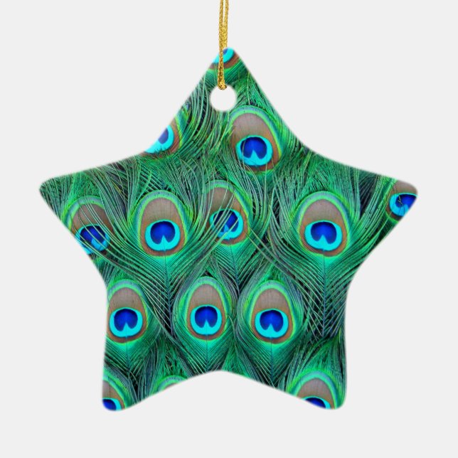 Ornamento De Cerâmica Peacock Feathers (Frente)