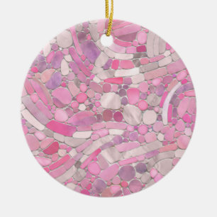 Ornamento De Cerâmica Pebbles Mosaico Art - Rosa Blush Pink