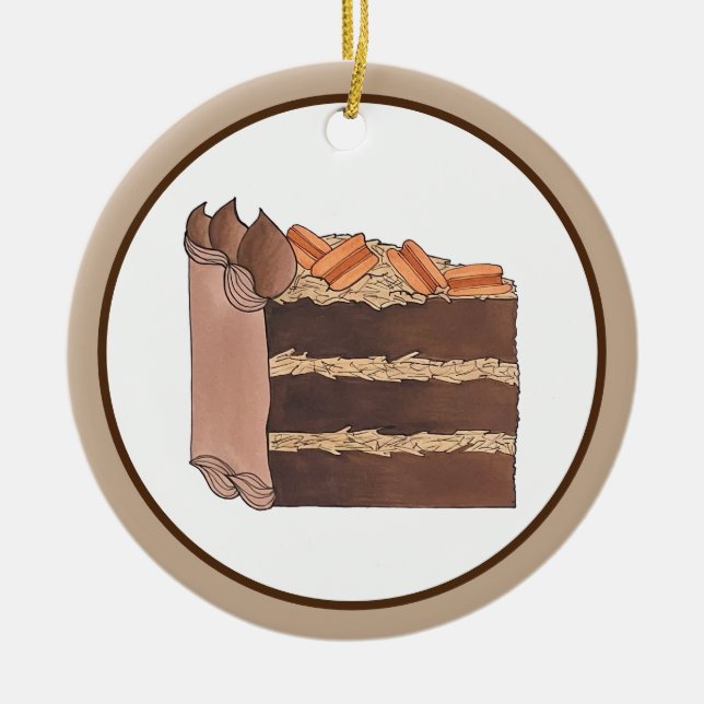Ornamento De Cerâmica Peça de Festa de aniversário de Bolo de Chocolate  (Frente)