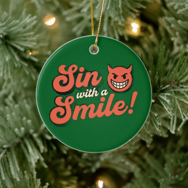Ornamento De Cerâmica Pecado com um Sorriso (Árvore)