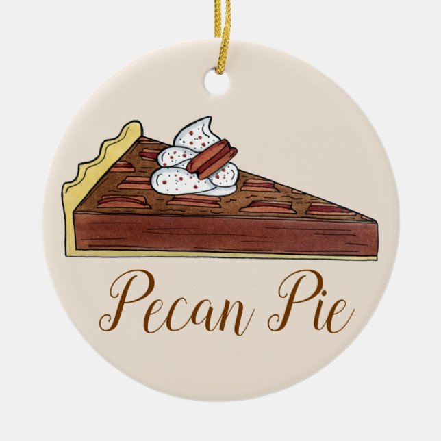Ornamento De Cerâmica Pecan Pie Tart Comida do Sul Dessert Foodie (Frente)