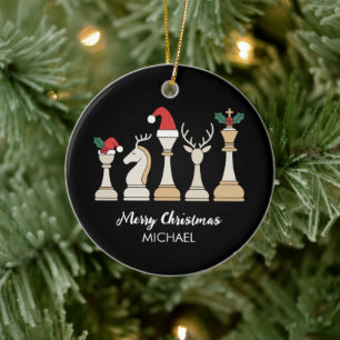 Ornamento De Cerâmica Peças de Xadrez Personalizadas Modernas Natal