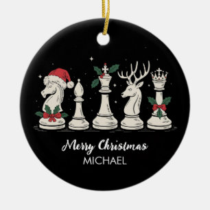 Ornamento De Cerâmica Peças de Xadrez Personalizadas Modernas Natal