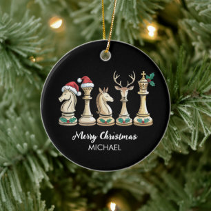 Ornamento De Cerâmica Peças de Xadrez Personalizadas Modernas Natal