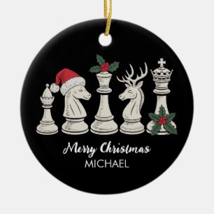Ornamento De Cerâmica Peças de Xadrez Personalizadas Modernas Natal