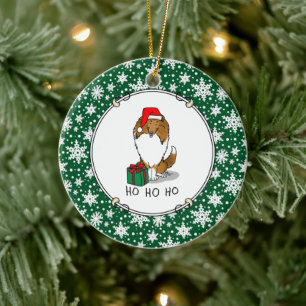 Ornamento De Cerâmica Pecuária Shetland de Santa Hat (sable) de Natal