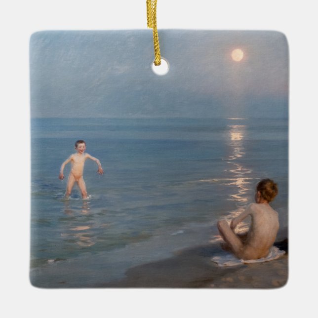 Ornamento De Cerâmica Peder Severin Kroyer - Boys Bathing em Skagen (Frente)