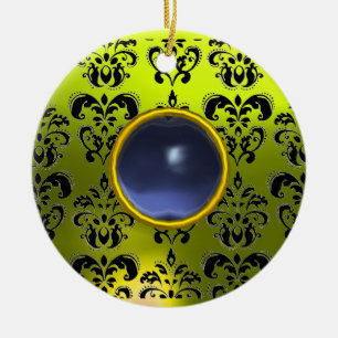 ORNAMENTO DE CERÂMICA PEDRA DE GEM NEGRA AMARELA AMARELA