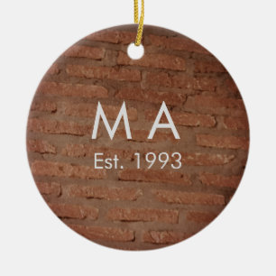 Ornamento De Cerâmica Pedra russa castanha adiciona nome carta data ano