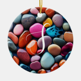 Ornamento De Cerâmica Pedras Coloridas