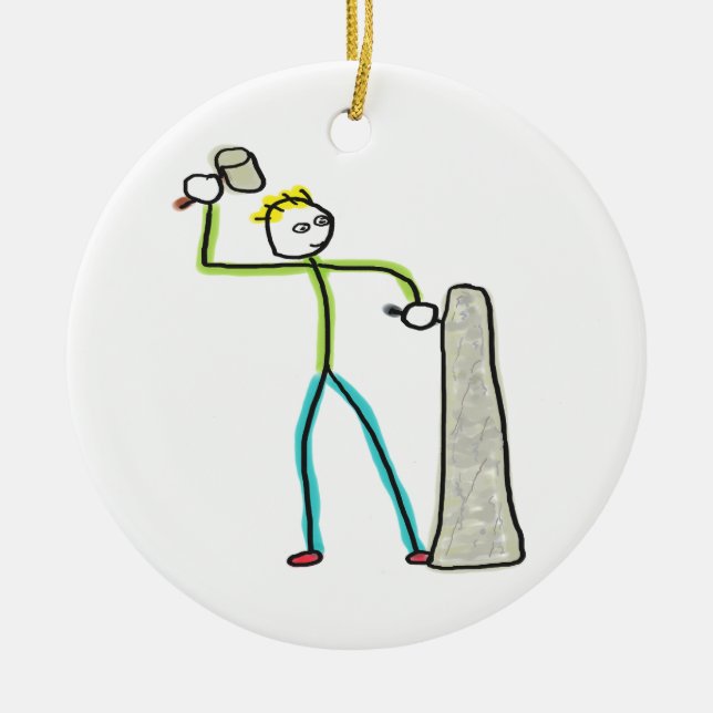 Ornamento De Cerâmica Pedreiro Stickman (Frente)