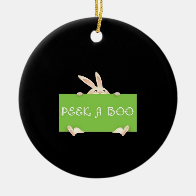Ornamento De Cerâmica Peekaboo Bunny (Frente)