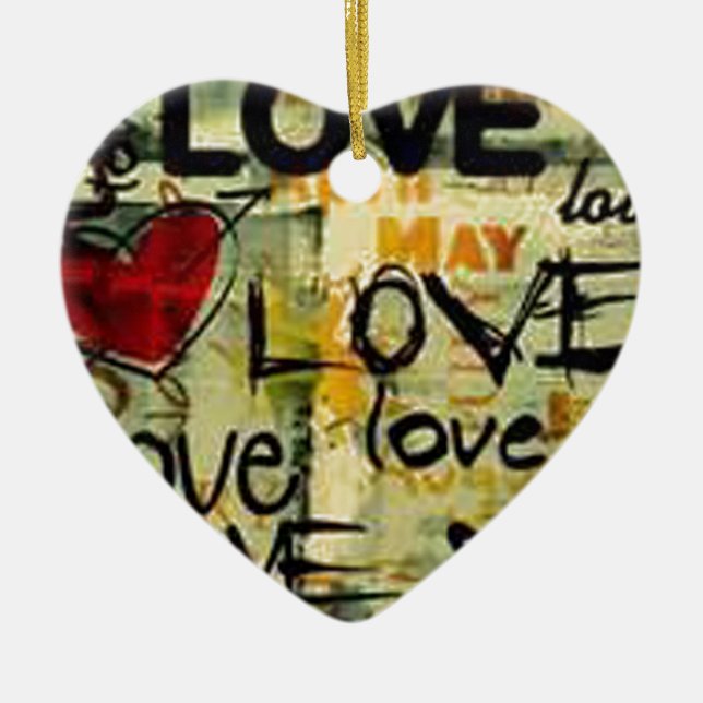 Ornamento De Cerâmica Pegue Um Pequeno Grafite De Amor (Frente)