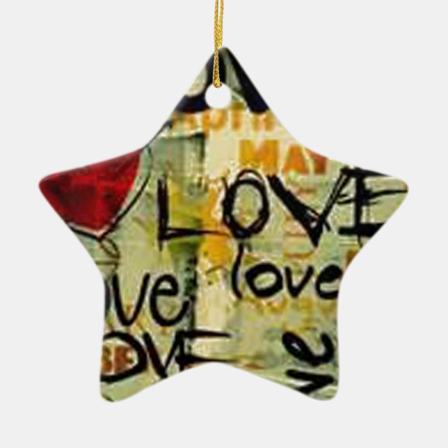 Ornamento De Cerâmica Pegue Um Pequeno Grafite De Amor (Frente)