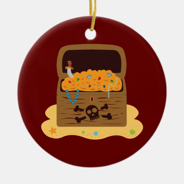 Ornamento De Cerâmica Peito do tesouro de pirata (Frente)