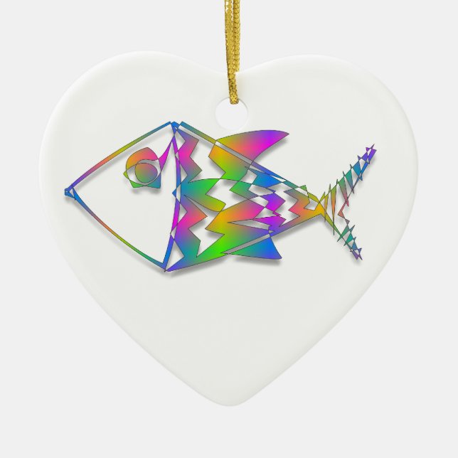 Ornamento De Cerâmica Peixe abstrato (Frente)