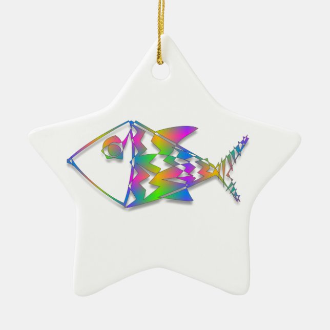 Ornamento De Cerâmica Peixe abstrato (Frente)