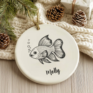 Ornamento De Cerâmica Peixe-Beta Personalizado de Natal