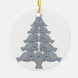 Ornamento De Cerâmica Peixe-boi Festivo Árvore de Natal com Oceano Mágic